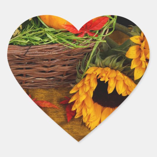Herfst Harvest Sunflower Hart Sticker (Voorkant)