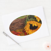 Herfst Harvest Sunflower Ovale Sticker (Envelop)