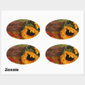 Herfst Harvest Sunflower Ovale Sticker (Vel)