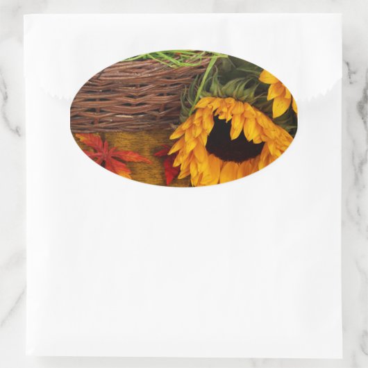 Herfst Harvest Sunflower Ovale Sticker (Tas)
