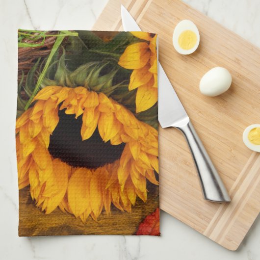 Herfst Harvest Sunflower Theedoek (Quarter Fold)