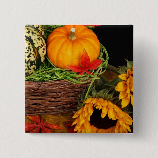 Herfst Harvest Sunflower Vierkante Button 5,1 Cm (Voorkant)