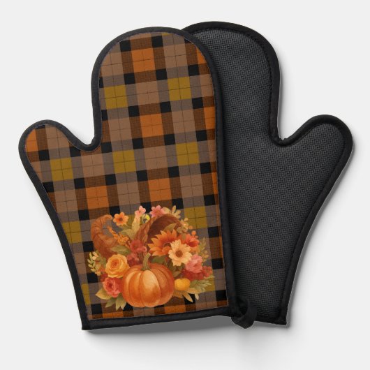 Herfst Harvest Theme Plaid Ovenwant (Voorkant / Achterkant)