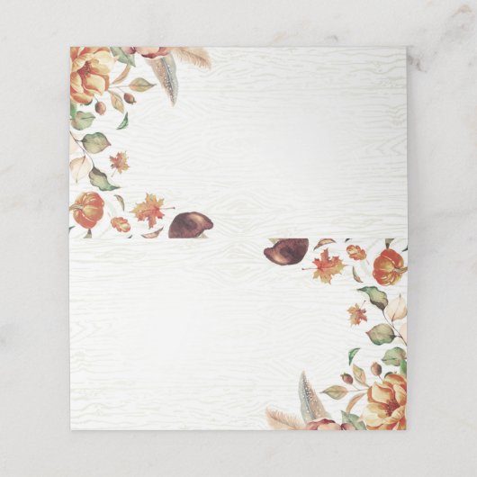 Herfst Harvest Treasures bruiloft Plaatskaartje (Buitenkant ongevouwen)