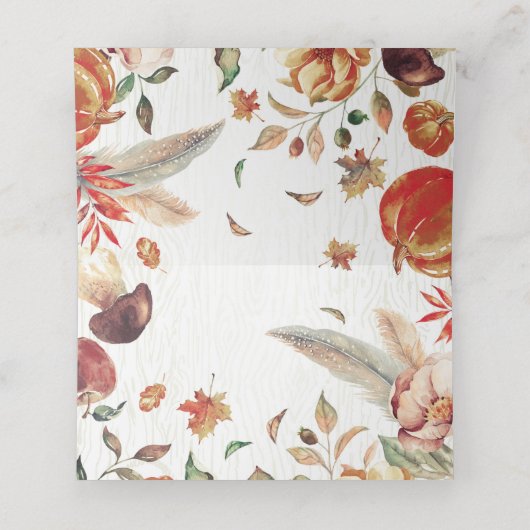 Herfst Harvest Treasures bruiloft Plaatskaartje (Binnenkant ongevouwen)