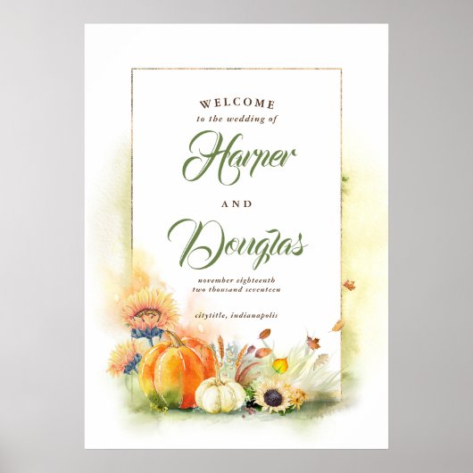 Herfst Harvest Wedding Welcome Sign Poster (Voorkant)