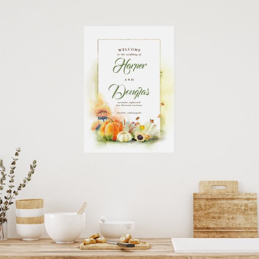 Herfst Harvest Wedding Welcome Sign Poster (Keuken)