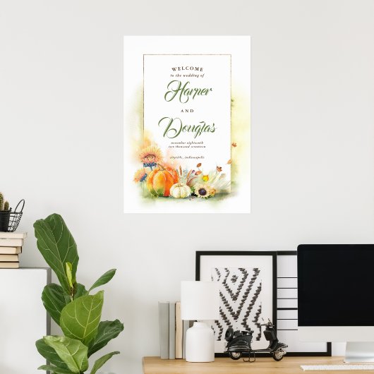 Herfst Harvest Wedding Welcome Sign Poster (Thuiskantoor)