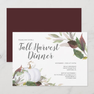 Herfst Harvest White Pumpkin Friendsgiving Invite Kaart