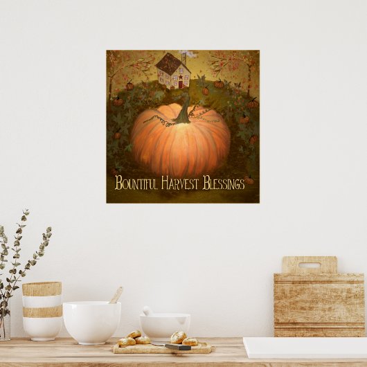 Herfst Harvets Halloween Primitive Folk Art Poster (Keuken)