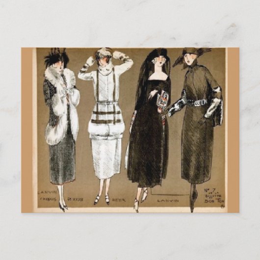 Herfst Haute Couture 1920s illustratie Briefkaart (Voorkant)