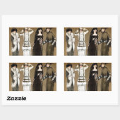 Herfst Haute Couture 1920s illustratie Rechthoekige Sticker (Vel)
