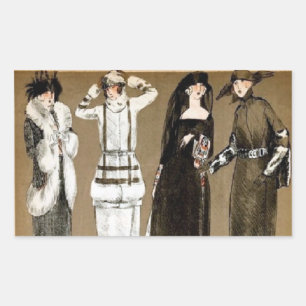 Herfst Haute Couture 1920s illustratie Rechthoekige Sticker