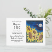 Herfst Hayride Barbecue Rustieke Zonnebloemen Volk Kaart (Staand voorkant)