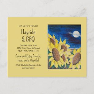 Herfst Hayride BBQ Zonnebloemen Folk Art Invitatio Briefkaart