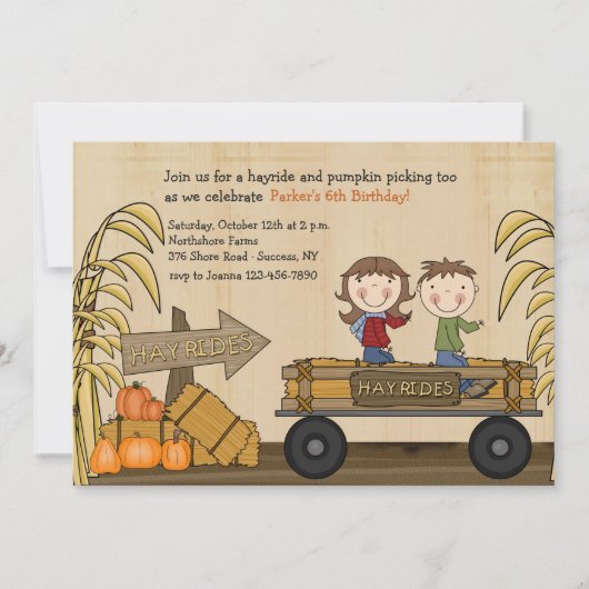 Herfst Hayride Party Invitation Kaart (Voorkant)