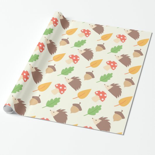 Herfst Hedegel Pattern Cadeaupapier (Uitgerold)