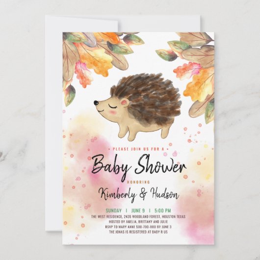 Herfst Hedgel baby shower Kaart (Voorkant)