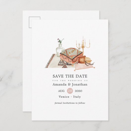 Herfst heiligdom Boheemse bruiloft Save the Date Aankondigingskaart (Voorkant / Achterkant)