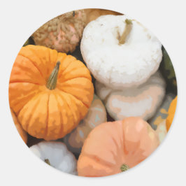 Herfst Heirloom Pompoen en pompoen Herfstschilderi Ronde Sticker