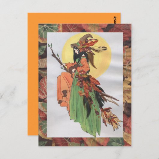 herfst heks briefkaart (Voorkant / Achterkant)