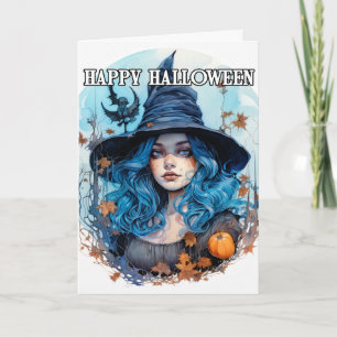 Herfst Heks Gelukkig Halloween Kaart