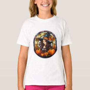 herfst heks Glas in lood T-shirt