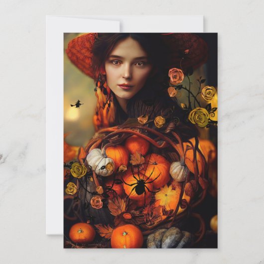 Herfst heks Halloween Party uitnodiging (Voorkant)