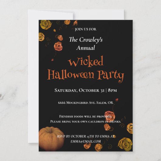 Herfst heks Halloween Party uitnodiging (Achterkant)