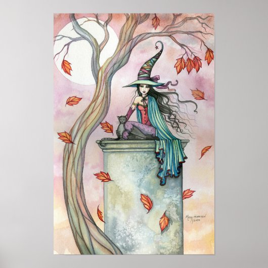 Herfst Heks Kat Poster Print (Voorkant)