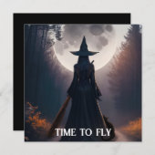 Herfst Heks Landschap Met Volle Maan Zwarte Kat Ka (Voorkant / Achterkant)