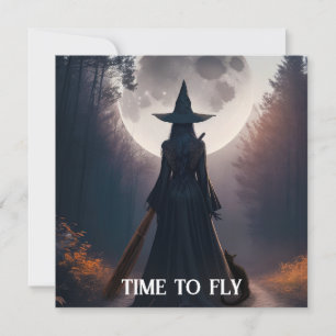 Herfst Heks Landschap Met Volle Maan Zwarte Kat Ka