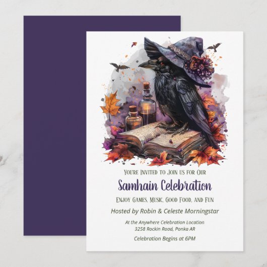 Herfst Heks Raven Samhain Griezelfeest Halloween F Kaart (Voorkant / Achterkant)