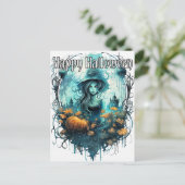 Herfst Heksenillustratie | Happy Halloween Briefkaart (Staand voorkant)