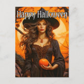 Herfst Heksenillustratie | Happy Halloween Briefkaart (Voorkant)
