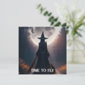 Herfst heksenlandschap met volle maan zwarte kat K (Staand voorkant)