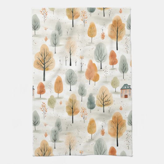 Herfst helder lucht naadloos patroon theedoek (Verticaal)