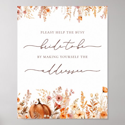 Herfst Help de Drukke bruid Adres en Envelop Poster (Voorkant)