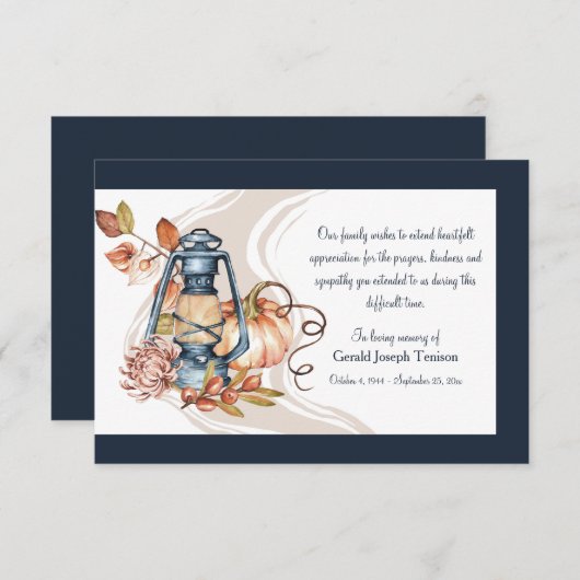 Herfst Herdenking Begrafenis Dank u kaart (Voorkant / Achterkant)