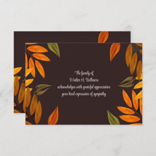 Herfst Herdenking Sympathie Hartelijk dank Bedankkaart (Voorkant / Achterkant)