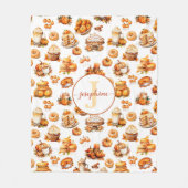 Herfst Herfst Aangepaste Monogram Naam Fleece Deke Deken (Voorkant)