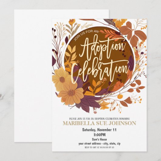 Herfst Herfst Adoption Celebration Uitnodiging (Voorkant / Achterkant)