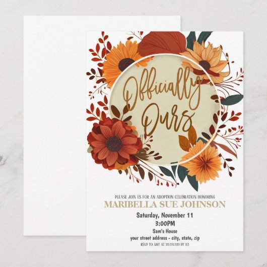 Herfst Herfst Adoption Celebration Uitnodiging (Voorkant / Achterkant)