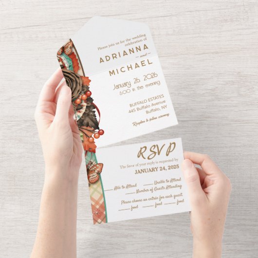 Herfst herfst alles in één bruiloft uitnodiging (Afscheurbaar)