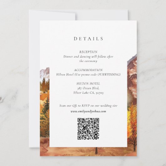 Herfst herfst alles in één RSVP QR code bruiloft Kaart (Achterkant)