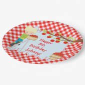 Herfst Herfst Appel plukken Blondine Jongen Verjaa Papieren Bordje (Gekanteld)