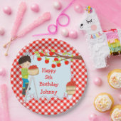 Herfst Herfst Appel plukken Zwart Haar Jongen Verj Papieren Bordje (Feest)