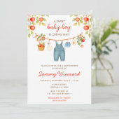 Herfst Herfst Apple Kleding Line Boy Baby shower Kaart (Staand voorkant)