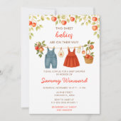 Herfst Herfst Apple Kleding Line Twins Baby shower Kaart (Voorkant)