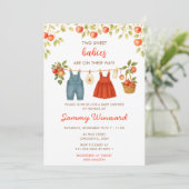 Herfst Herfst Apple Kleding Line Twins Baby shower Kaart (Staand voorkant)